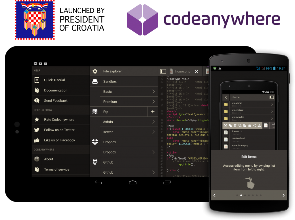 Codeanywhere Android apps launched by Croatian President (Designed by Unity.hr)